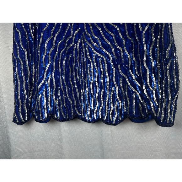 Jewel Queen 100% Pure Silk Sequined Short Sleeve Great Gatsby Style Blouse 2x - Picture 8 of 10